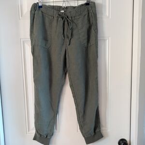 Caslon Linen Blend Jogger Olive Green Size Small Petite